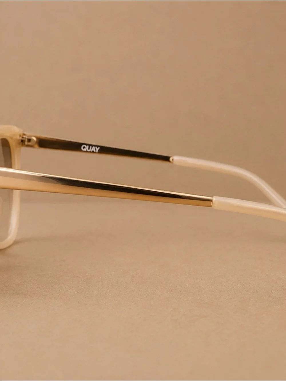 Quay Australia Cream Frame Sunglasses with Purple Gradient Lenses